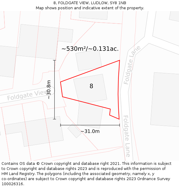8, FOLDGATE VIEW, LUDLOW, SY8 1NB: Plot and title map