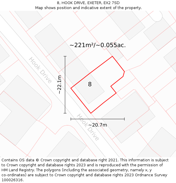 8, HOOK DRIVE, EXETER, EX2 7SD: Plot and title map