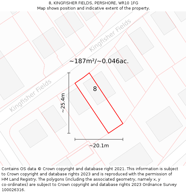 8, KINGFISHER FIELDS, PERSHORE, WR10 1FG: Plot and title map