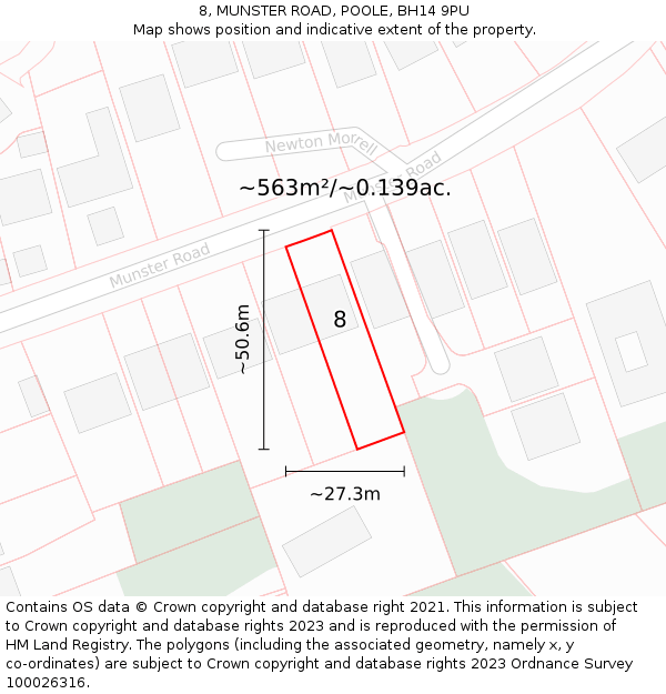 8, MUNSTER ROAD, POOLE, BH14 9PU: Plot and title map
