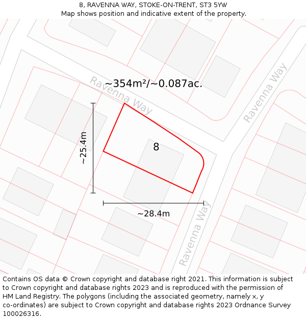 8, RAVENNA WAY, STOKE-ON-TRENT, ST3 5YW: Plot and title map