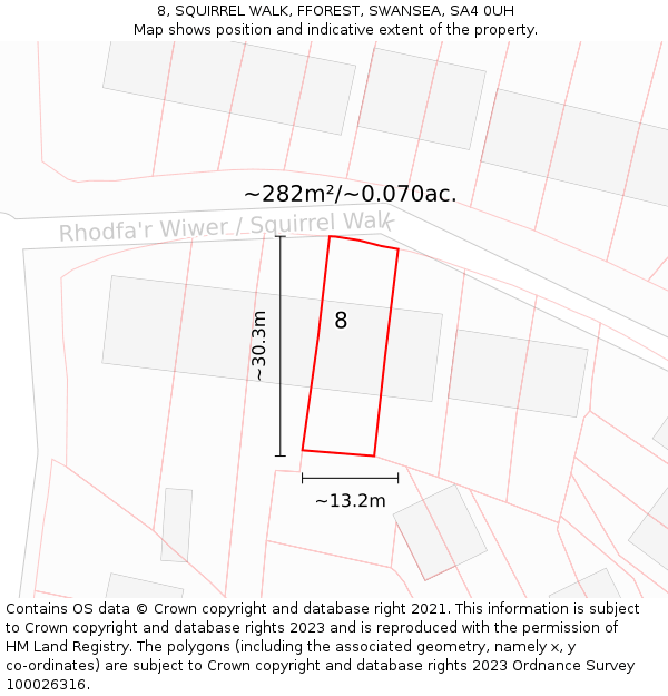8, SQUIRREL WALK, FFOREST, SWANSEA, SA4 0UH: Plot and title map