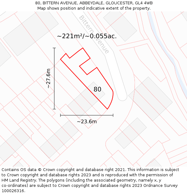 80, BITTERN AVENUE, ABBEYDALE, GLOUCESTER, GL4 4WB: Plot and title map