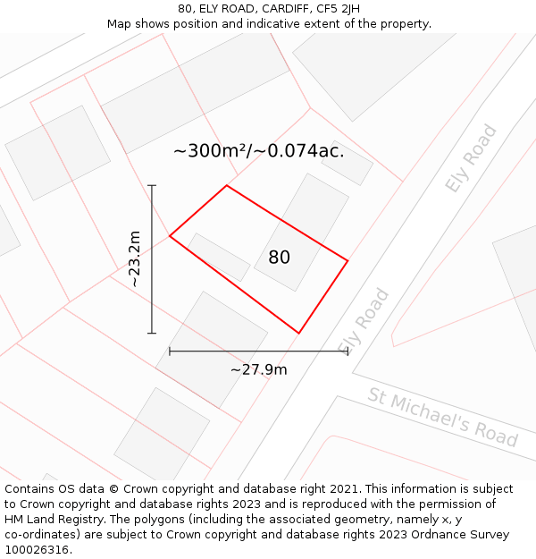 80, ELY ROAD, CARDIFF, CF5 2JH: Plot and title map
