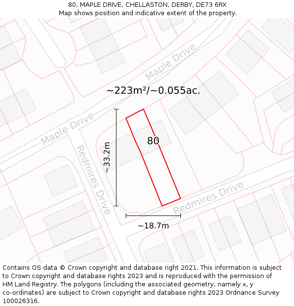 80, MAPLE DRIVE, CHELLASTON, DERBY, DE73 6RX: Plot and title map
