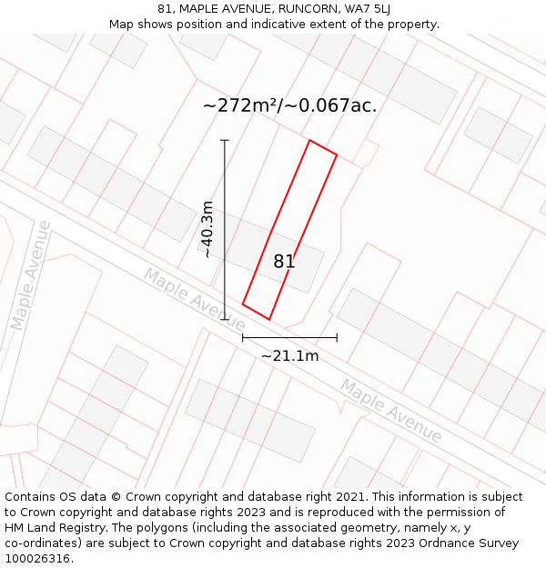 81, MAPLE AVENUE, RUNCORN, WA7 5LJ: Plot and title map
