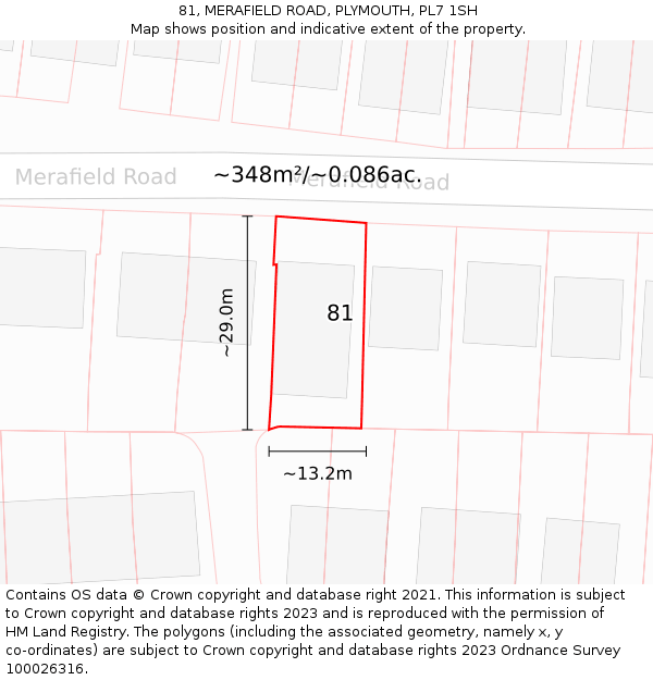 81, MERAFIELD ROAD, PLYMOUTH, PL7 1SH: Plot and title map