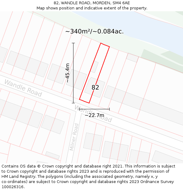 82, WANDLE ROAD, MORDEN, SM4 6AE: Plot and title map