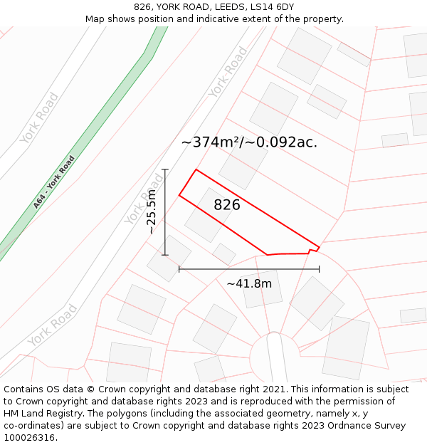 826, YORK ROAD, LEEDS, LS14 6DY: Plot and title map