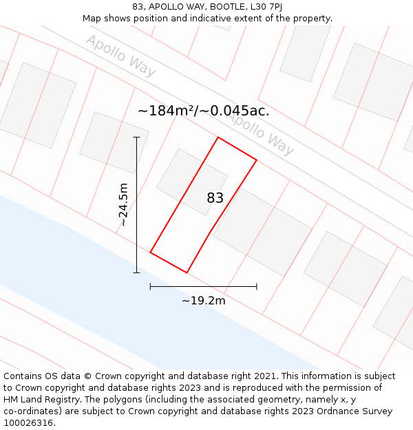 83, APOLLO WAY, BOOTLE, L30 7PJ: Plot and title map