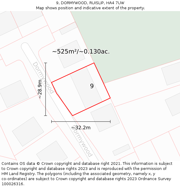 9, DORMYWOOD, RUISLIP, HA4 7UW: Plot and title map