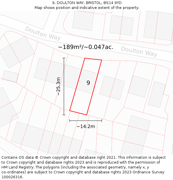 9, DOULTON WAY, BRISTOL, BS14 9YD: Plot and title map