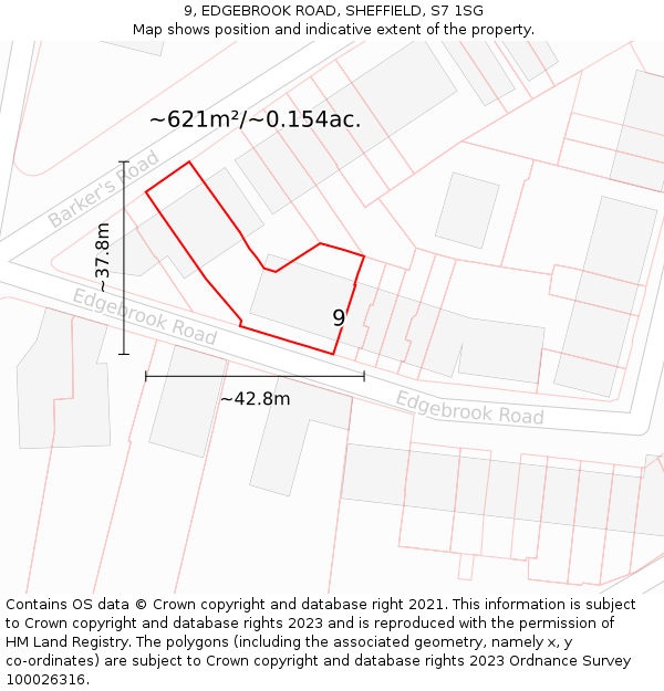 9, EDGEBROOK ROAD, SHEFFIELD, S7 1SG: Plot and title map