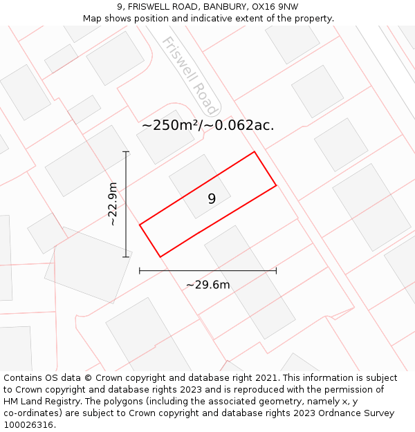 9, FRISWELL ROAD, BANBURY, OX16 9NW: Plot and title map