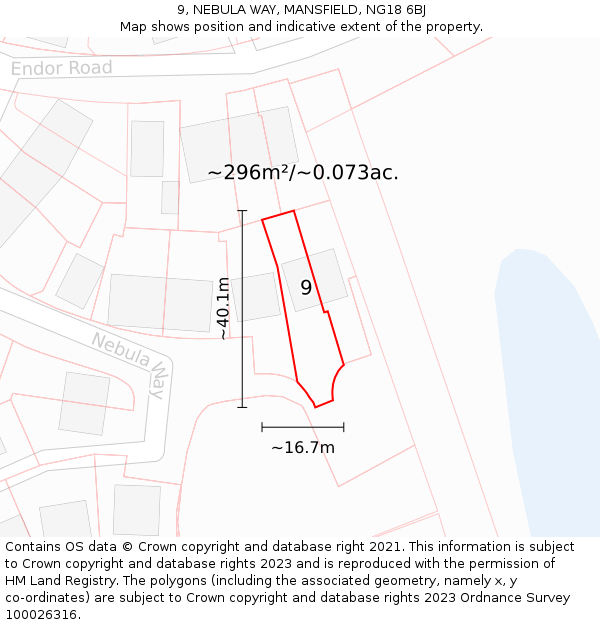 9, NEBULA WAY, MANSFIELD, NG18 6BJ: Plot and title map