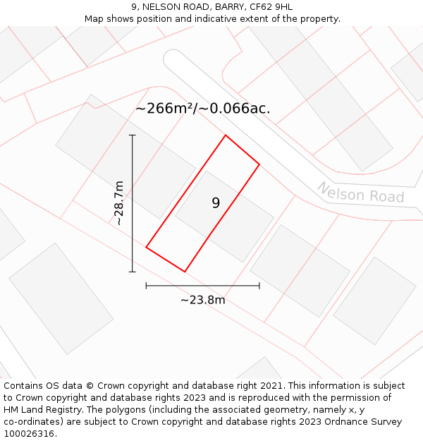 9, NELSON ROAD, BARRY, CF62 9HL: Plot and title map