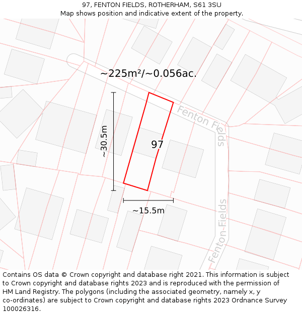 97, FENTON FIELDS, ROTHERHAM, S61 3SU: Plot and title map