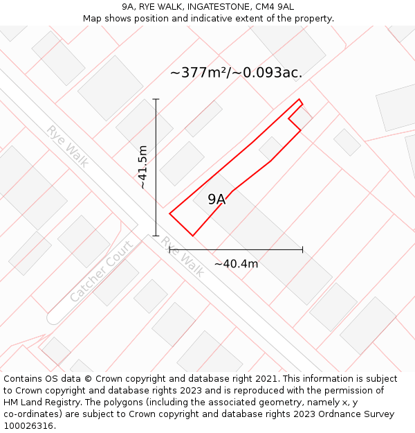 9A, RYE WALK, INGATESTONE, CM4 9AL: Plot and title map