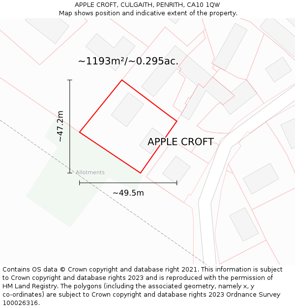 APPLE CROFT, CULGAITH, PENRITH, CA10 1QW: Plot and title map