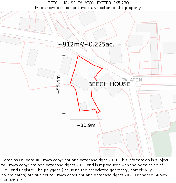 BEECH HOUSE, TALATON, EXETER, EX5 2RQ: Plot and title map