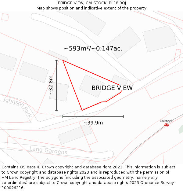 BRIDGE VIEW, CALSTOCK, PL18 9QJ: Plot and title map