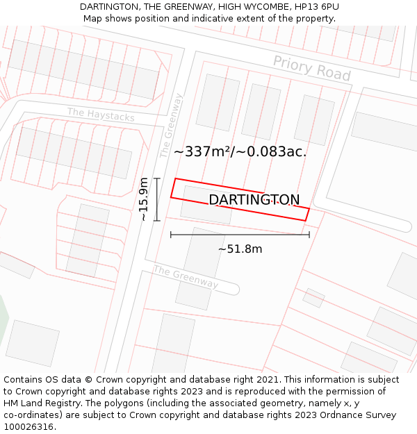 DARTINGTON, THE GREENWAY, HIGH WYCOMBE, HP13 6PU: Plot and title map