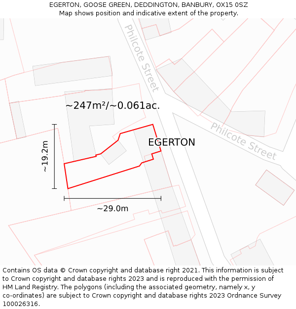 EGERTON, GOOSE GREEN, DEDDINGTON, BANBURY, OX15 0SZ: Plot and title map