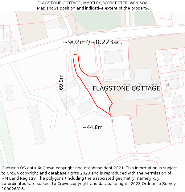 FLAGSTONE COTTAGE, MARTLEY, WORCESTER, WR6 6QA: Plot and title map