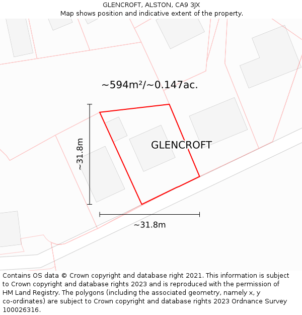 GLENCROFT, ALSTON, CA9 3JX: Plot and title map