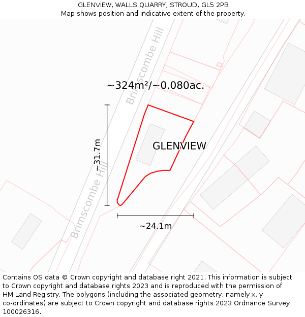 GLENVIEW, WALLS QUARRY, STROUD, GL5 2PB: Plot and title map