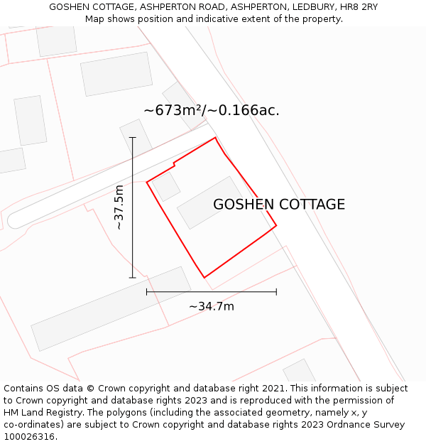 GOSHEN COTTAGE, ASHPERTON ROAD, ASHPERTON, LEDBURY, HR8 2RY: Plot and title map