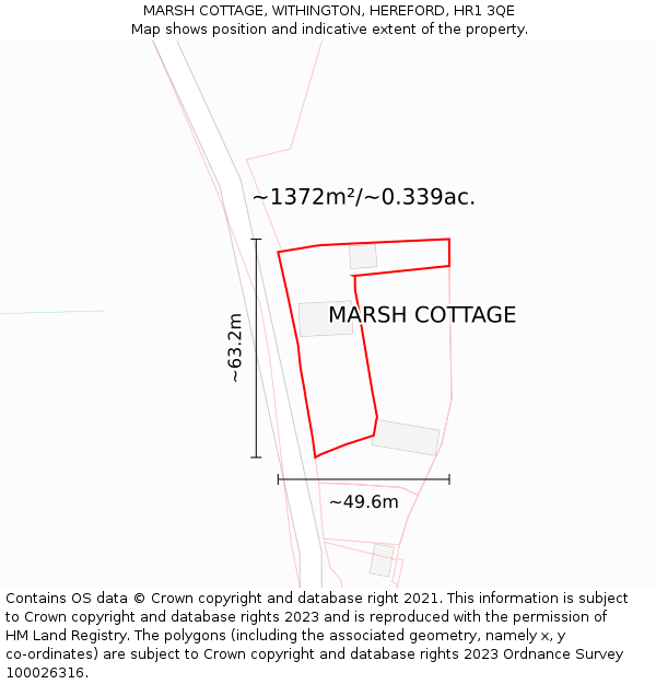 MARSH COTTAGE, WITHINGTON, HEREFORD, HR1 3QE: Plot and title map