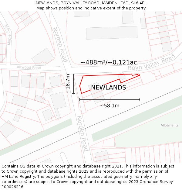 NEWLANDS, BOYN VALLEY ROAD, MAIDENHEAD, SL6 4EL: Plot and title map