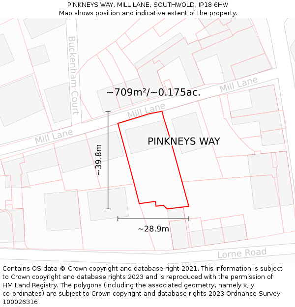 PINKNEYS WAY, MILL LANE, SOUTHWOLD, IP18 6HW: Plot and title map