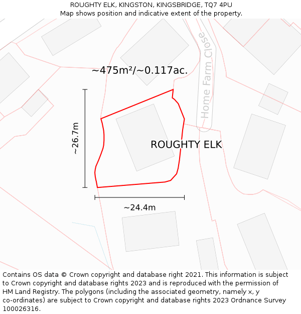 ROUGHTY ELK, KINGSTON, KINGSBRIDGE, TQ7 4PU: Plot and title map