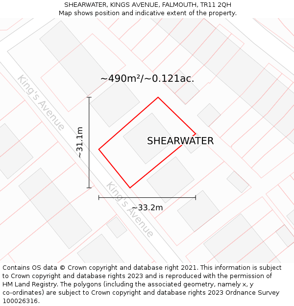 SHEARWATER, KINGS AVENUE, FALMOUTH, TR11 2QH: Plot and title map