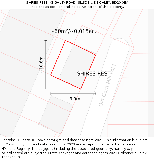 SHIRES REST, KEIGHLEY ROAD, SILSDEN, KEIGHLEY, BD20 0EA: Plot and title map