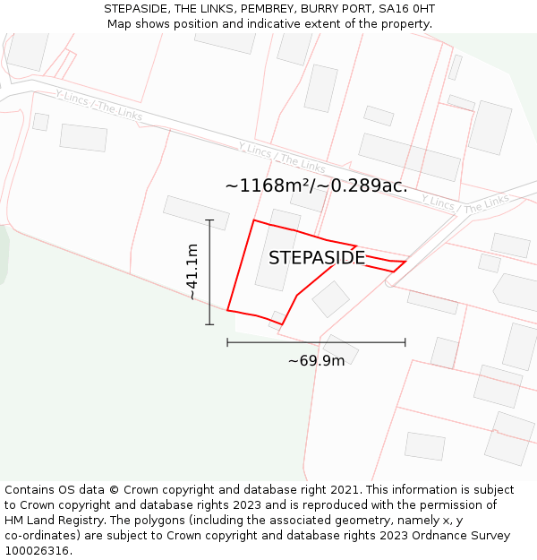STEPASIDE, THE LINKS, PEMBREY, BURRY PORT, SA16 0HT: Plot and title map