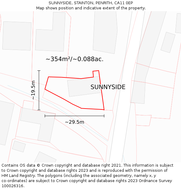 SUNNYSIDE, STAINTON, PENRITH, CA11 0EP: Plot and title map