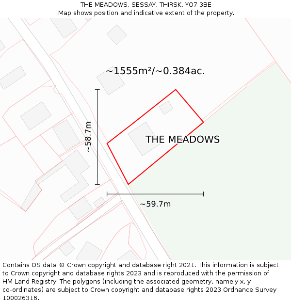 THE MEADOWS, SESSAY, THIRSK, YO7 3BE: Plot and title map