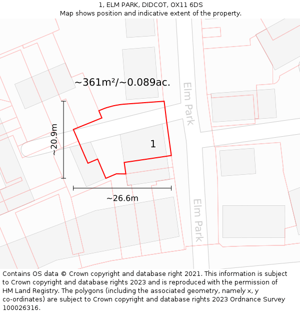 1, ELM PARK, DIDCOT, OX11 6DS: Plot and title map