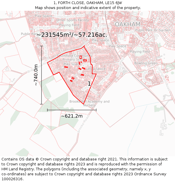 1, FORTH CLOSE, OAKHAM, LE15 6JW: Plot and title map