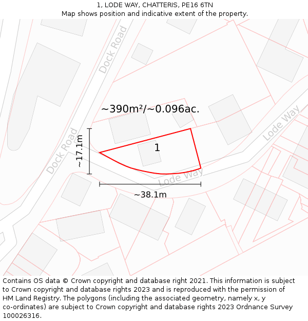 1, LODE WAY, CHATTERIS, PE16 6TN: Plot and title map