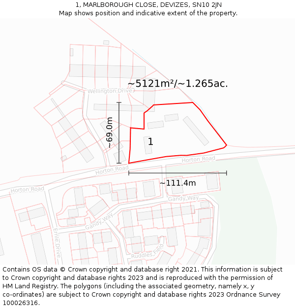 1, MARLBOROUGH CLOSE, DEVIZES, SN10 2JN: Plot and title map