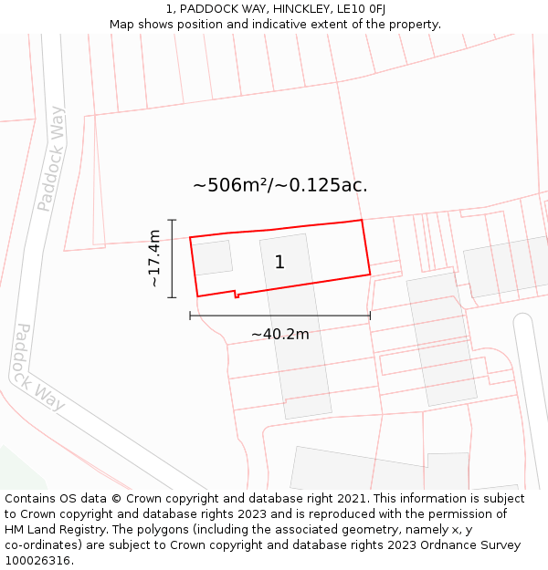 1, PADDOCK WAY, HINCKLEY, LE10 0FJ: Plot and title map