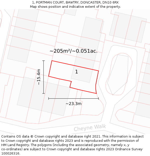 1, PORTMAN COURT, BAWTRY, DONCASTER, DN10 6RX: Plot and title map