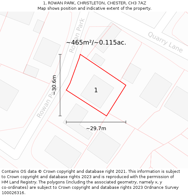 1, ROWAN PARK, CHRISTLETON, CHESTER, CH3 7AZ: Plot and title map