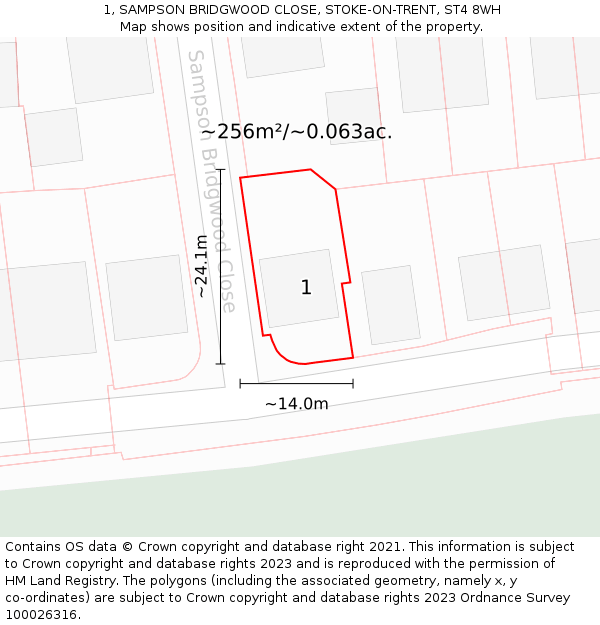 1, SAMPSON BRIDGWOOD CLOSE, STOKE-ON-TRENT, ST4 8WH: Plot and title map