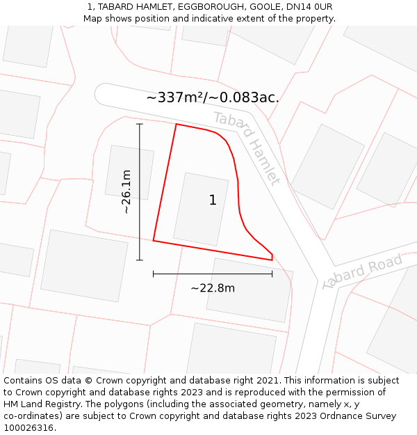 1, TABARD HAMLET, EGGBOROUGH, GOOLE, DN14 0UR: Plot and title map