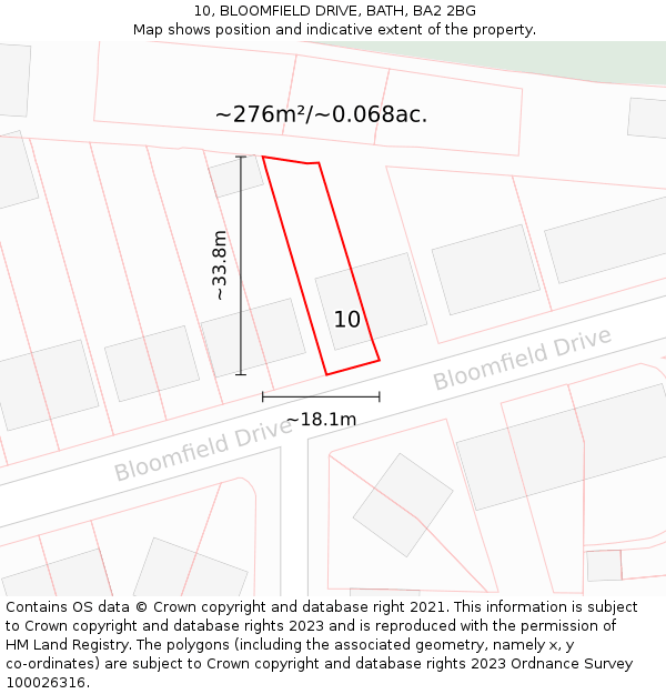 10, BLOOMFIELD DRIVE, BATH, BA2 2BG: Plot and title map